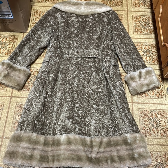 Vintage 1950s Borre Sportowne Women's Faux Fur Swing Coat Size  16 Brown Jacket - Picture 11 of 12